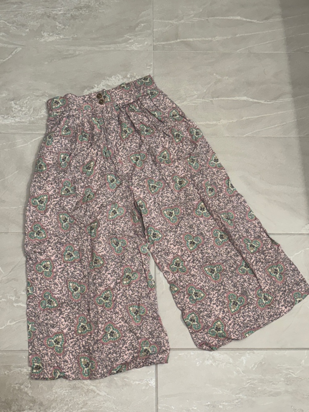 Vintage Lee Winter 70s Pink Floral Culottes Wide Leg Pants Retro